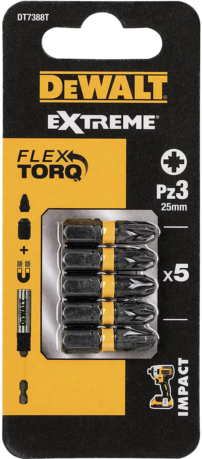 Біта для викрутки DeWALT Impact Torsion Extreme Pz3 25mm 5 шт. (DT7388T) - Фото 1