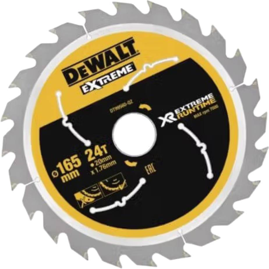 Круг відрізний по дереву DeWALT EXTREME RUNTIME 165х20 мм (DT99560) - Фото 1