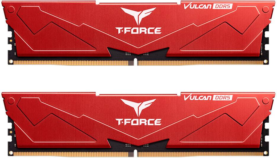 Память DDR Team DDR5 32GB KIT 2x16GB PC 6000 T-Force Vulcan (FLRD532G6000HC30DC01) RED - Фото 1