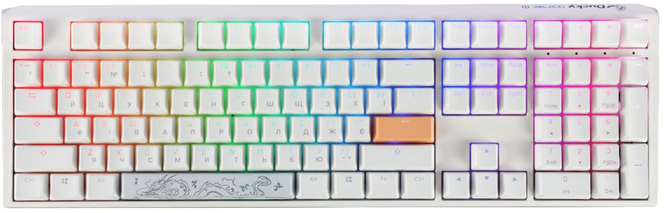 Клавиатура проводная игровая Ducky One 3 Cherry MX Brown RGB White UA (DKON2108ST-BUAPXPWWWSC1) - Фото 1