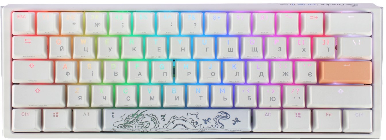 Клавиатура проводная игровая Ducky One 3 Mini Cherry MX Red RGB White UA (DKON2161ST-RUAPXPWWWSC1) - Фото 1