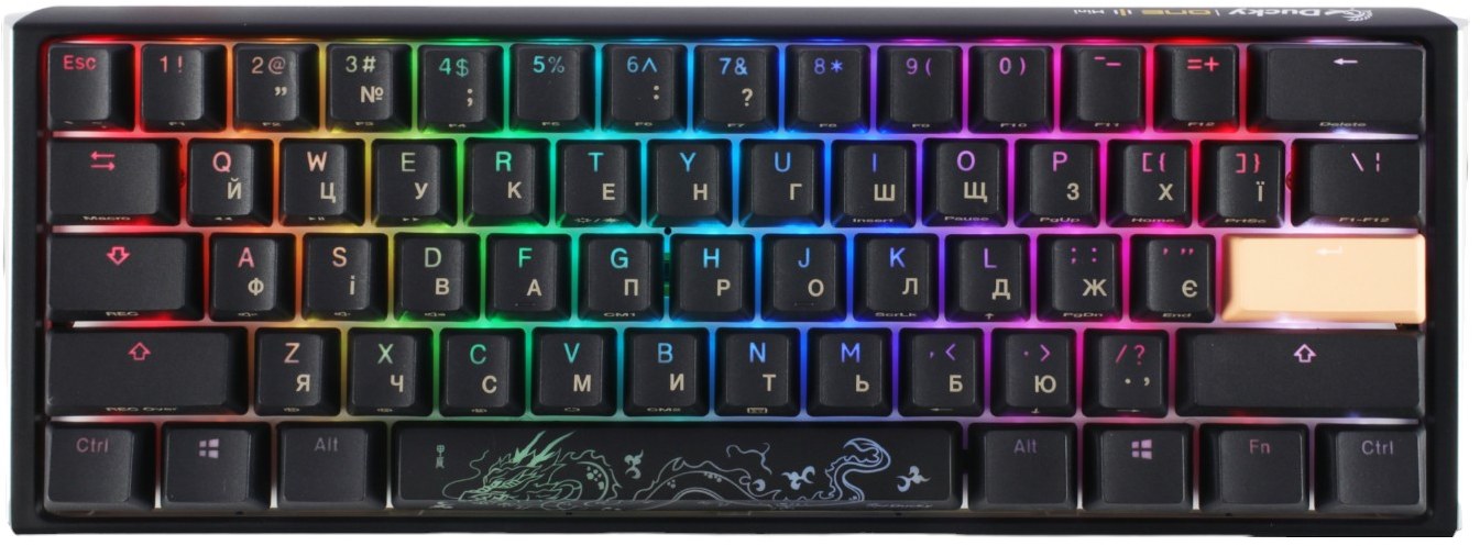 Клавиатура проводная игровая Ducky One 3 Mini Cherry MX Silent red RGB Black UA (DKON2161ST-SUAPXCLAWSC1) - Фото 1