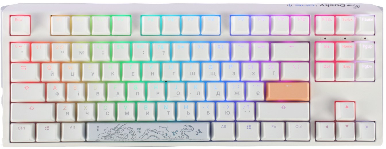 Клавиатура проводная игровая Ducky One 3 TKL Cherry MX Silent red RGB White UA (DKON2187ST-SUAPXPWWWSC1) - Фото 1