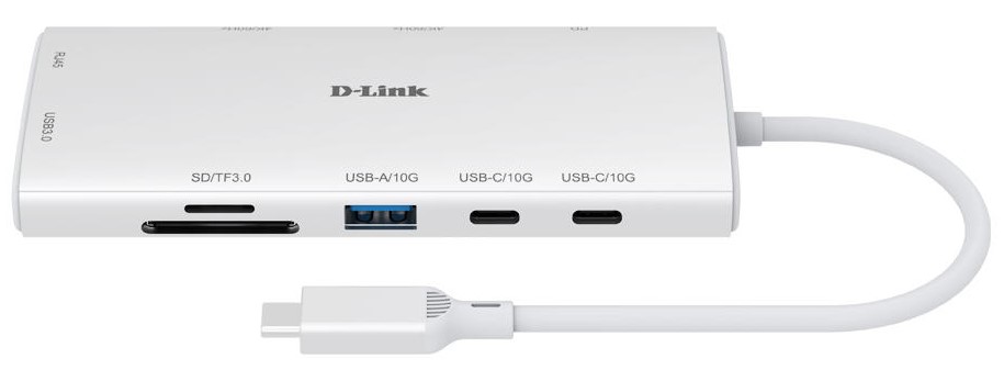 Хаб USB D-Link USB-С Хаб 10in1 2xHDMI 1xGE, 2xUSB-C 1xUSB-A 3.1 1xUSB-A 3.0 1xSD 1xmicroSD 1xUSB-C (DUP-A01) - Фото 1