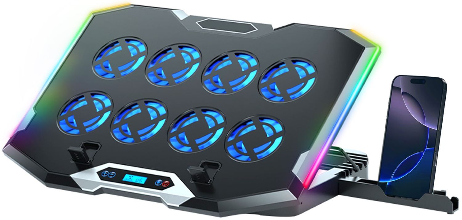 Підставка під ноутбук охолоджуюча Dyxon MEGAFREEZE 14 Gaming PRO RGB illumination Black (DXNMGFGP14B) - Фото 1