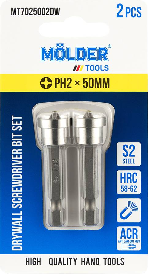 Біта для викрутки Molder PH2x50 мм 2 шт. (MT7025002DW) - Фото 1