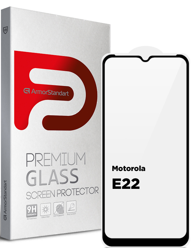 Защитное стекло для смартфона Armorstandart Full Glue for Motorola E22 Black (ARM65551) - Фото 1