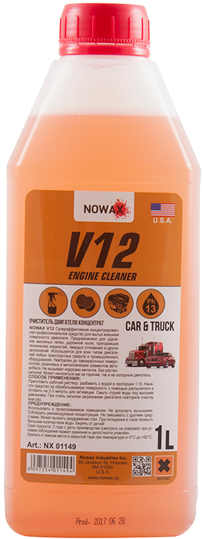 Очисник для авто NOWAX поверхні двигуна V12 Engine Cleaner 1 л концентрат 1:10 (NX01149) - Фото 1