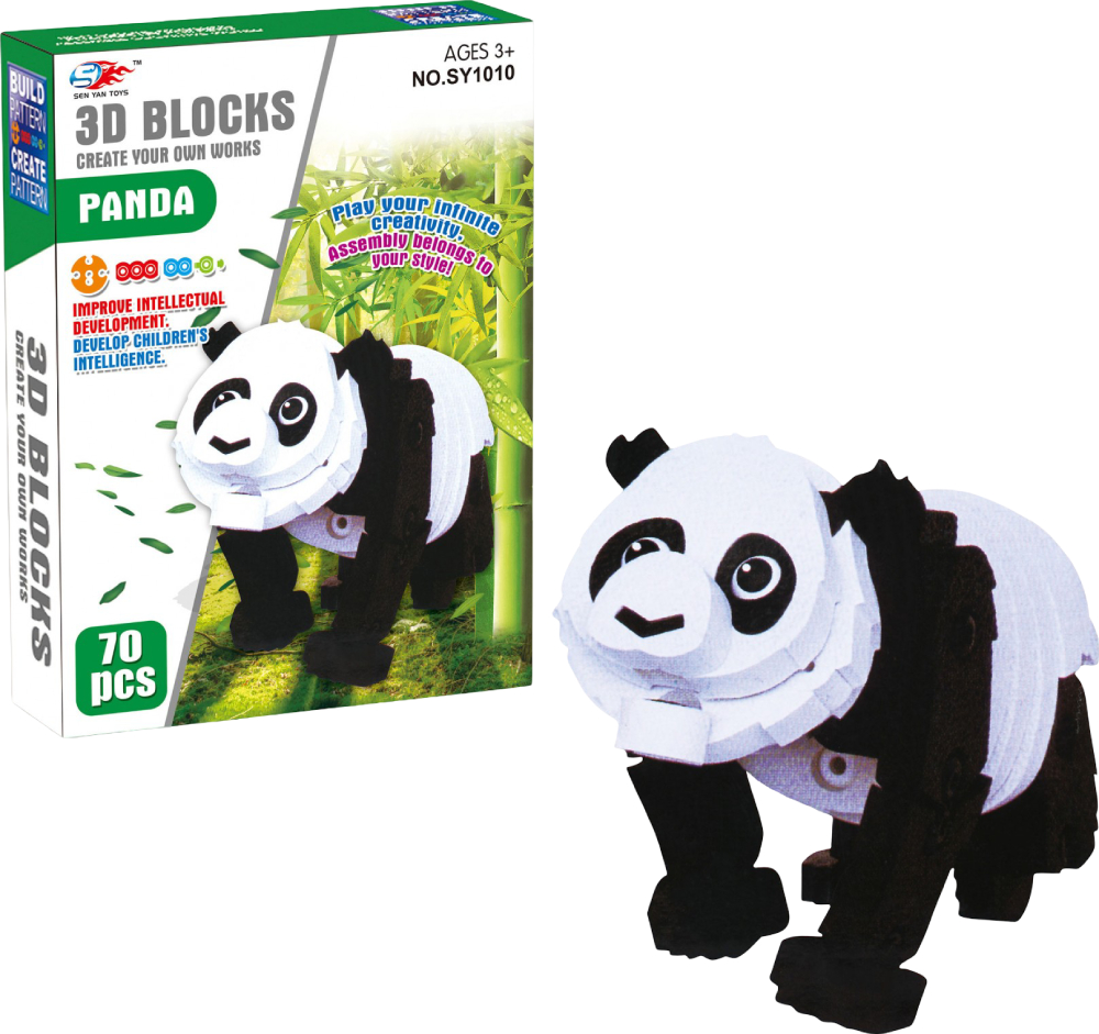 3D пазли Sen Yan Toys Об'ємний м'який конструктор панда 70 дет. (SY1010) - Фото 1