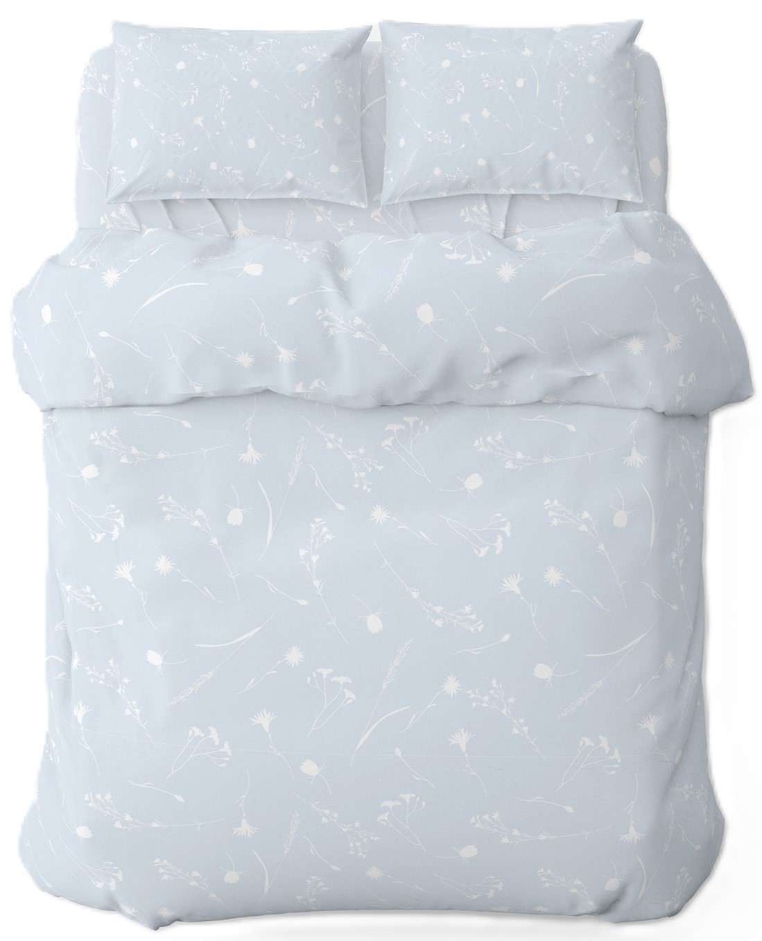 Комплект постельного белья Home Line ВАСИЛЬКИ бязь 145x215 см Щ140 нав. 50х70 Белые на голубом (173307) - Фото 1