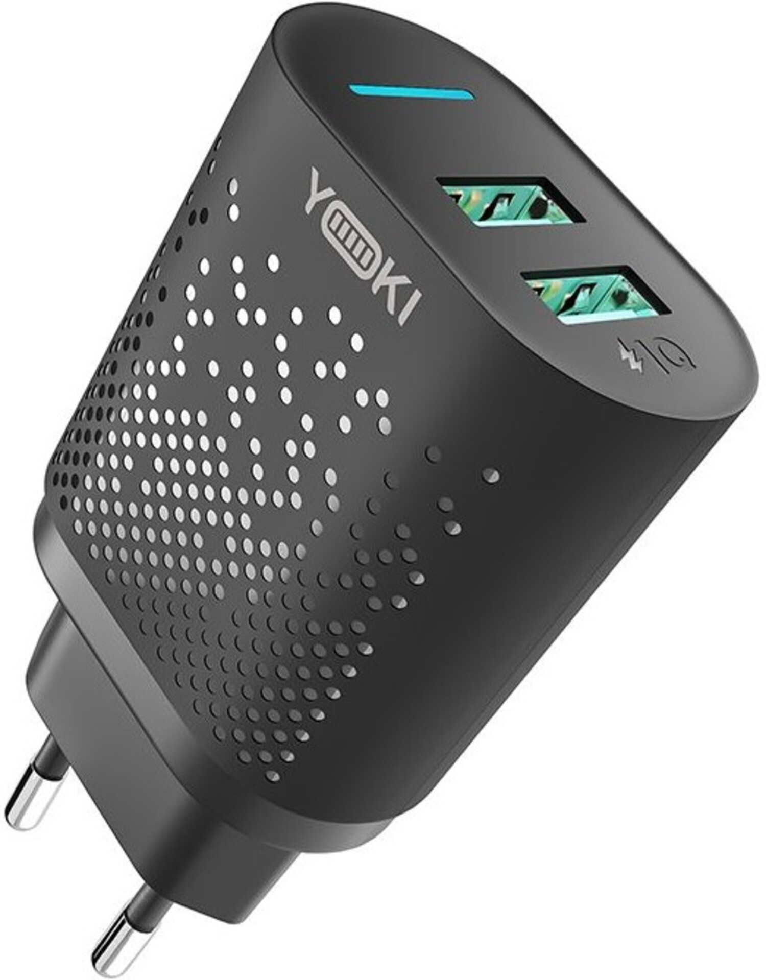 Сетевое зарядное устройство YOKI Led Series 12W Black (YK-2.4Dual) - Фото 1