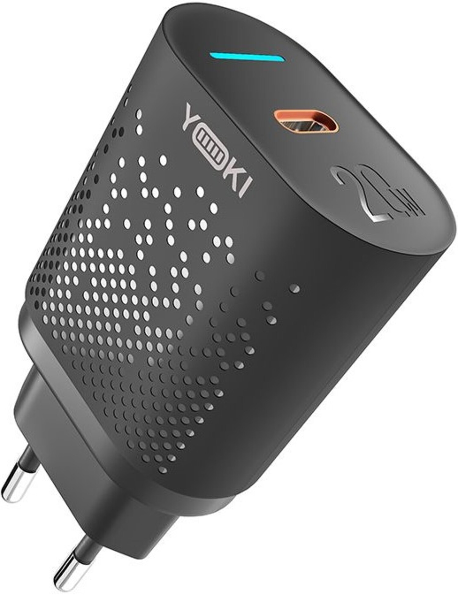 Мережевий зарядний пристрій YOKI Led Series 20W Black (YK-20PD) - Фото 1