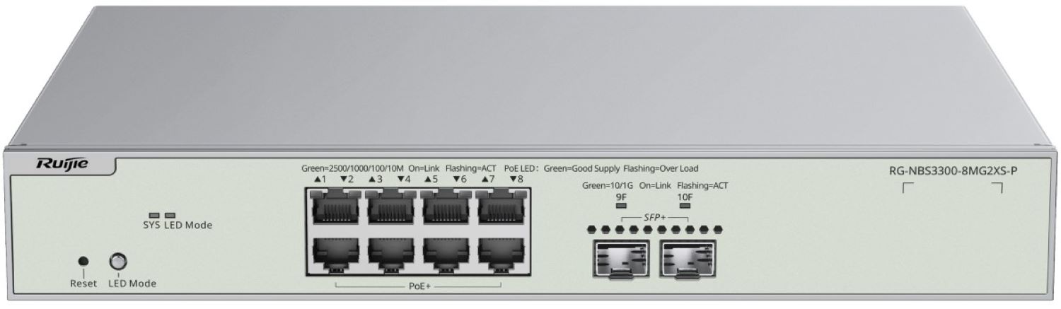 Коммутатор локальной сети (Switch) Ruijie Reyee (RG-NBS3300-8MG2XS-P) - Фото 1