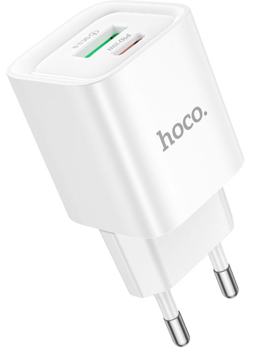 Сетевое зарядное устройство HOCO C147A Charm PD20W+QC3.0 charger (EU) White (6942007630276) - Фото 1