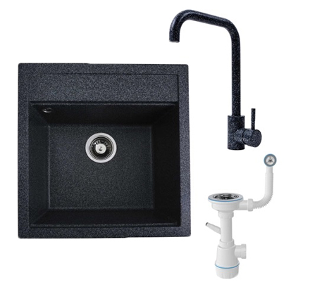 Купити Мийка кухонна+змішувач VALESO FIESTA графіт +сифон - Фото 1 Мийка кухонна+змішувач VALESO FIESTA графіт +сифон - Фото 1