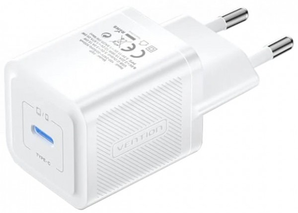 Мережевий зарядний пристрій Vention 20W PD 1xUSB-C White (FEPW0-EU) - Фото 1
