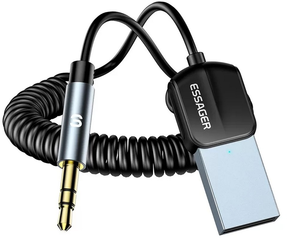 Бездротовий адаптер автомобільний Essager Lingfeng Bluetooth 5.0 Aux Adapter Car Wireless Receiver USB to 3.5mm (EBT-LF01-P) - Фото 1