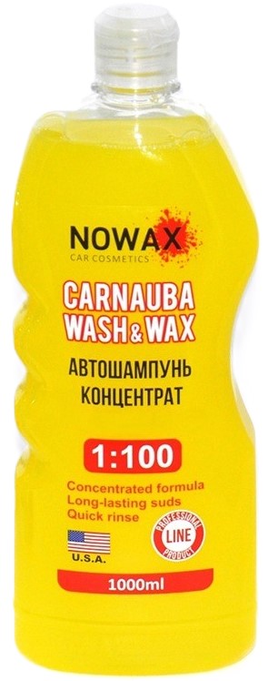 Шампунь для авто NOWAX концентрат з віском карнауби 1:100 Carnauba Wash&Wax 1 л (NX01100) - Фото 1