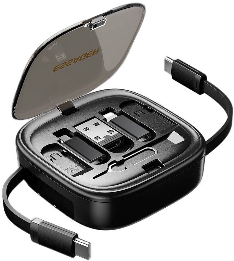Переходник Essager Jicheng Multifunctional Retractable Cable Organizer Box Black (ECJHZ-JC01-P) - Фото 1