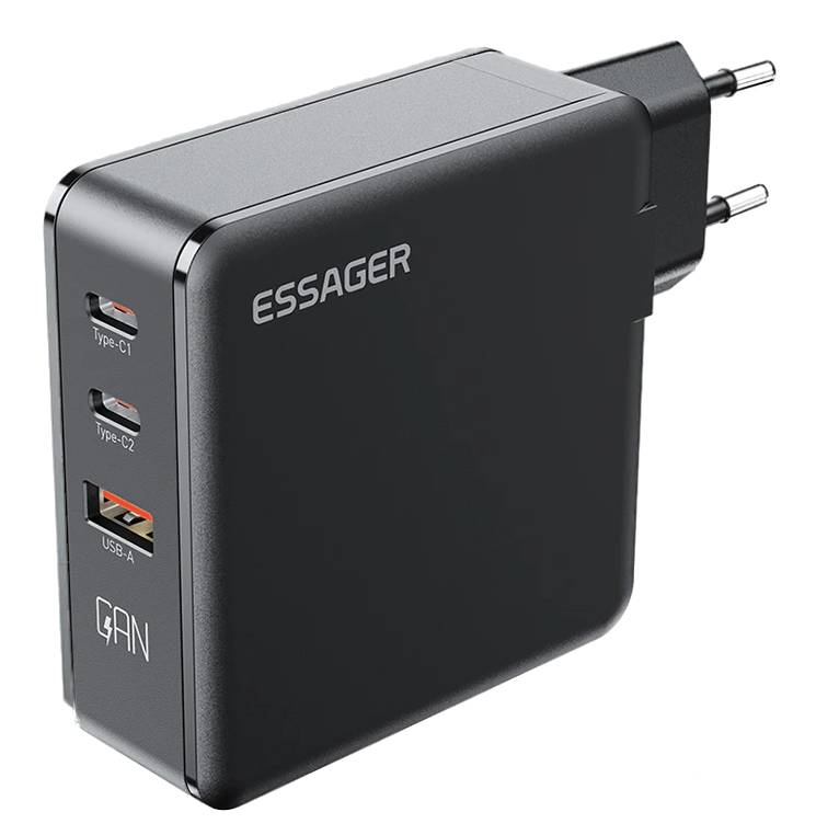Сетевое зарядное устройство Essager Advance 140W GaN Travel Charger 2C+A EU (ECT2CA-ZCB01-Z) - Фото 1