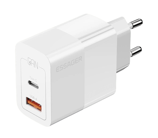 Сетевое зарядное устройство Essager Pinchen 33W Travel Phone Charger USB A + TYPE C EU  (ECTAC-PCB02-P) - Фото 1