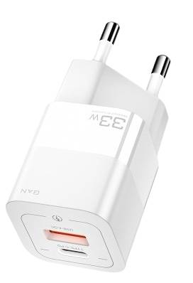 Сетевое зарядное устройство Essager Square Brick 33W Gallium Nitride Travel Charger A+C  EU White (ECTCA-FZB02) - Фото 1