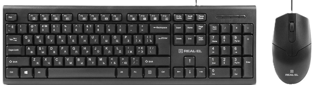 Клавиатура+мышь REAL-EL Kit 511 Black (EL123100052) - Фото 1