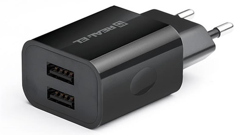 Сетевое зарядное устройство REAL-EL CH-210 Black (EL123160014) - Фото 1