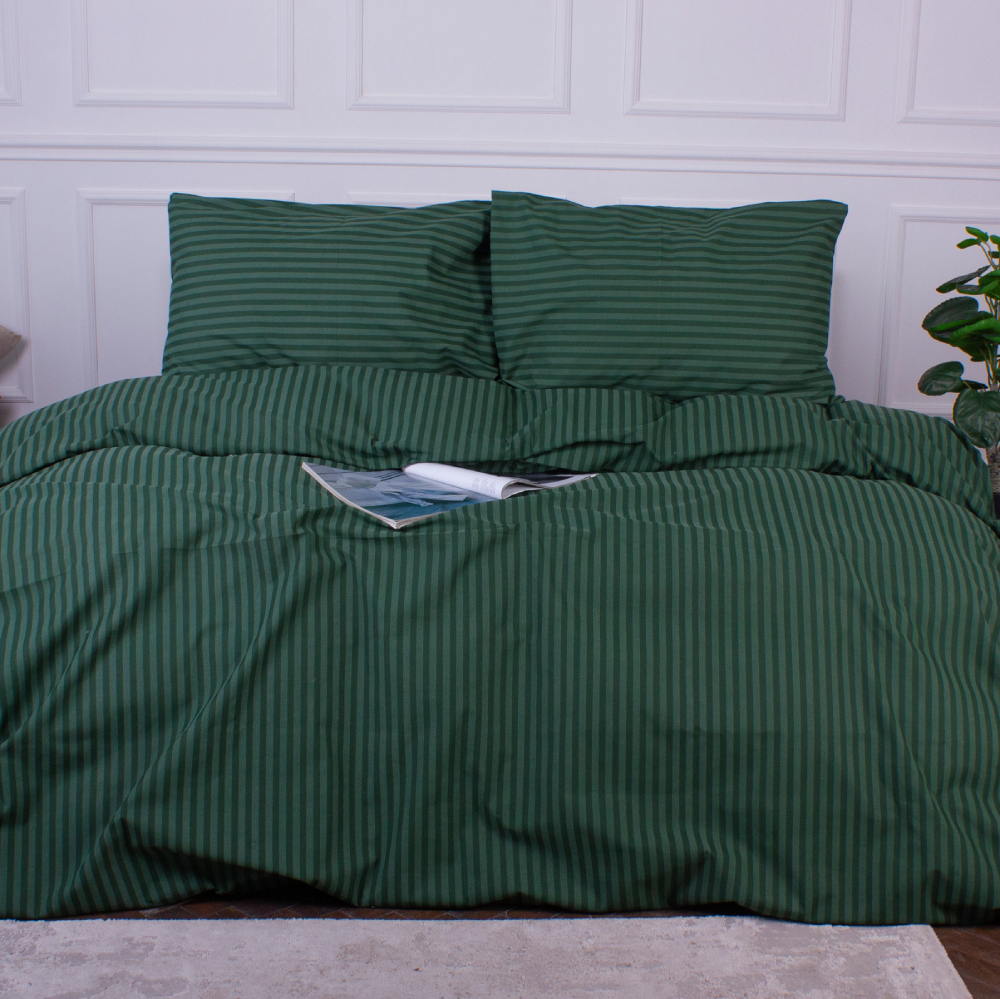 Комплект постільної білизни MirSon Ranforce Elite 17-0612 Stripe Emerald 200х220 (2200008201241) - Фото 1