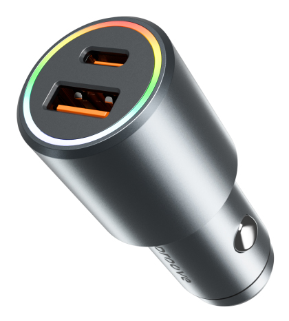 Автомобильное зарядное устройство Proove Double Energy Plus 53W (USB + Type-C) Metal Gray - Фото 1