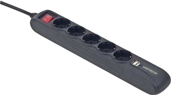 Сетевой фильтр EnerGenie SPG5-U2-5, 5 розеток 2хUSB 1.5 м Black - Фото 1