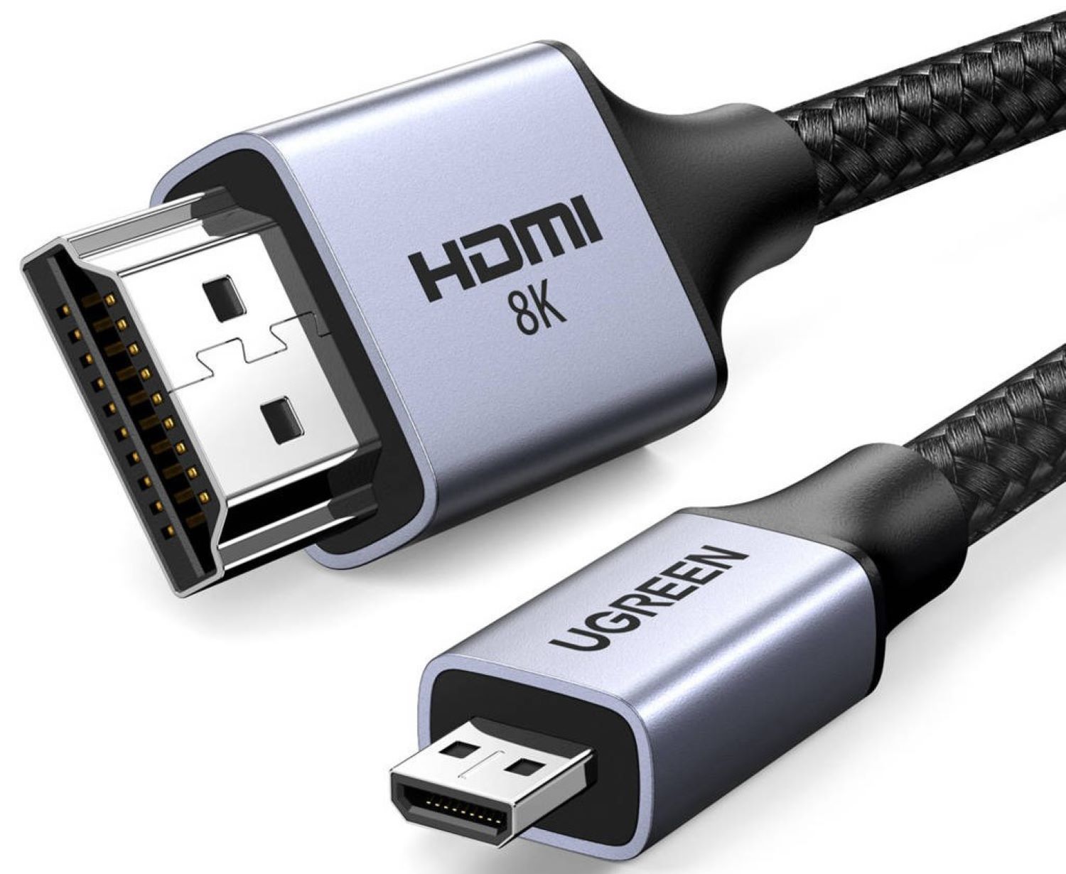 Кабель HDMI UGREEN HD164 Micro-HDMI Male to HDMI 2.1 Male 2m Black (15517) - Фото 1