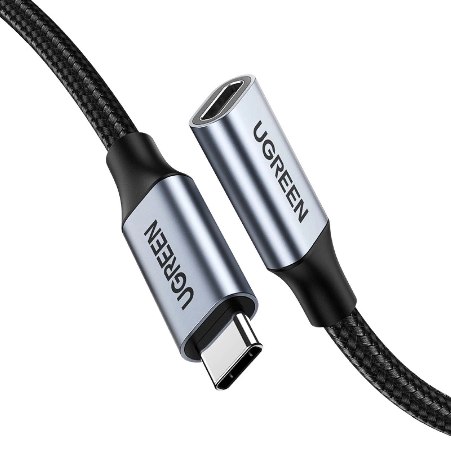 Кабель синхронизации данных UGREEN US372 USB-C Male to USB-C 3.1 Gen2 Female 5A 10Gbps 0.5m Black (80810) - Фото 1