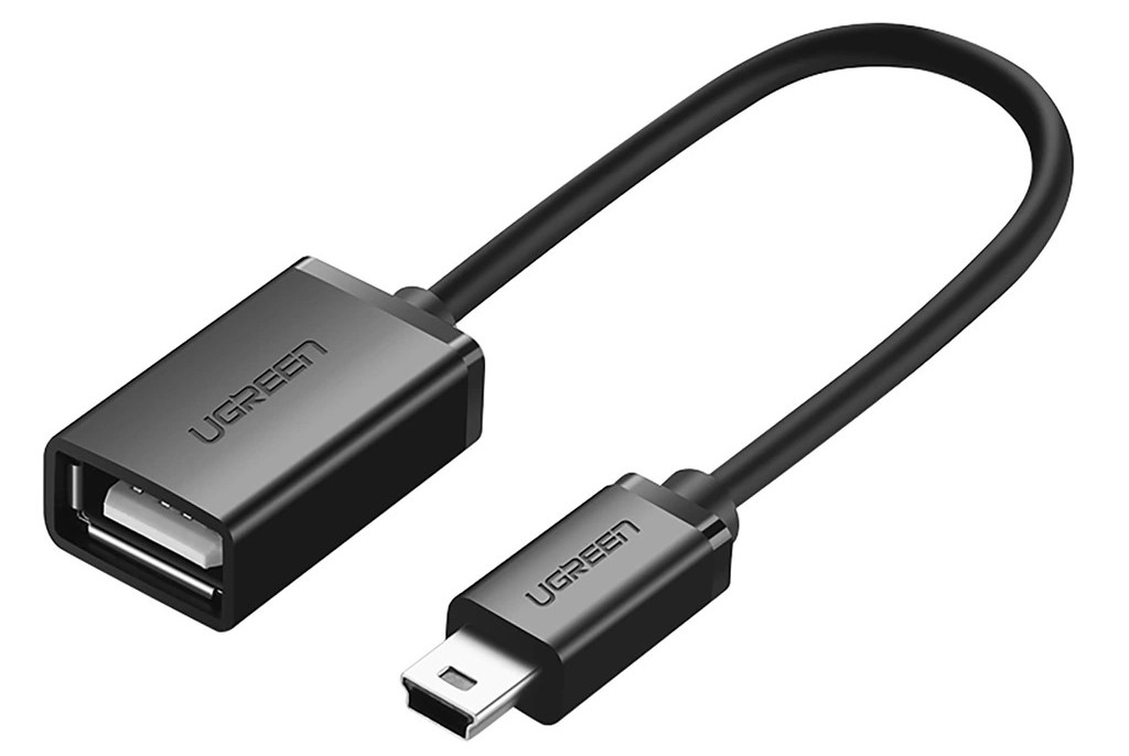 Перехідник UGREEN US249 Mini-USB 5Pin Male to USB 2.0 Female OTG 10cm Black (10383) - Фото 1