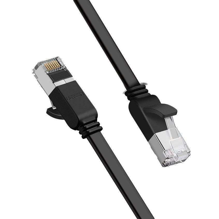 Кабель патч-корд UGREEN NW101 Cat 6 U/UTP Pure Copper Ethernet Flat Cable 1m Black (50184) - Фото 1