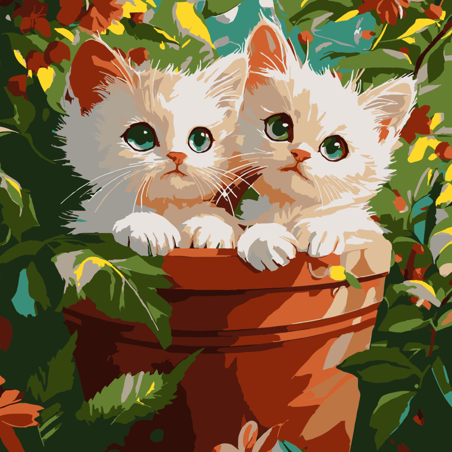 Картина за номерами Strateg Обійми котиків 30х30 (ES-0906) - Фото 1