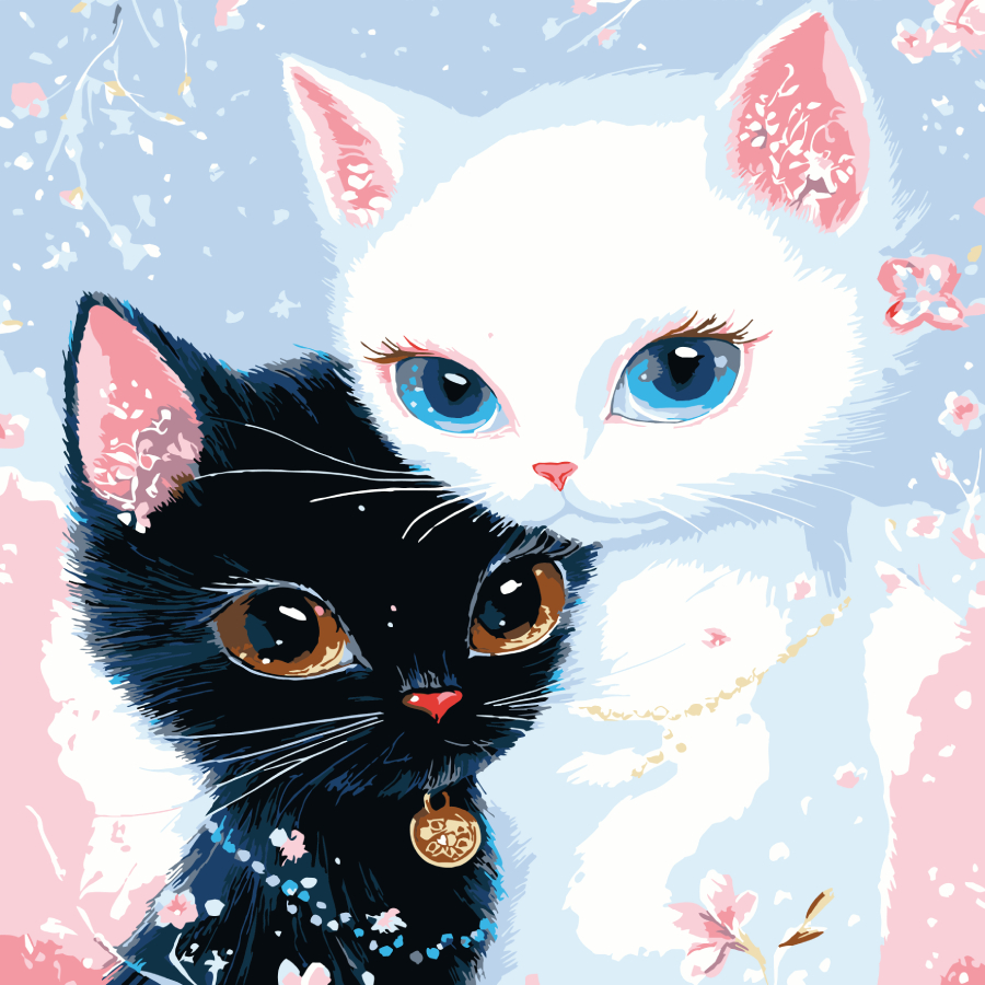 Картина за номерами Strateg Пухнаста дружба котиків 30х30 (ES-0914) - Фото 1