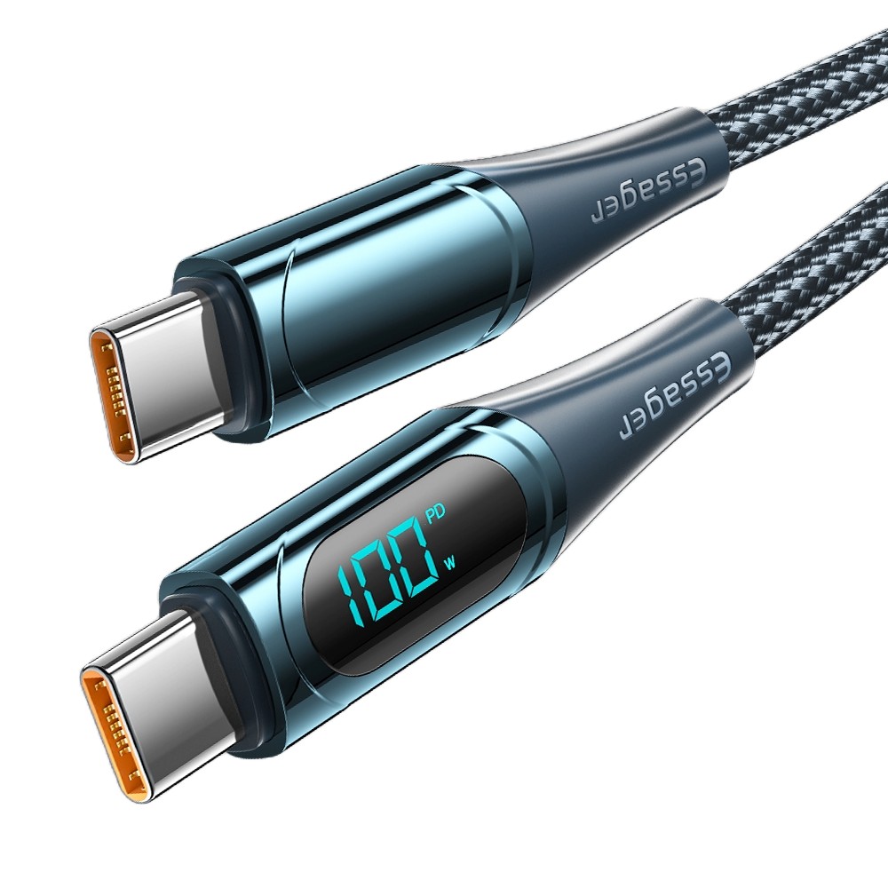 Кабель синхронизации данных Essager Digital Display Fast Charging 100W USB Type C  2m Blue (ES-XCTT1-YDA03) - Фото 1