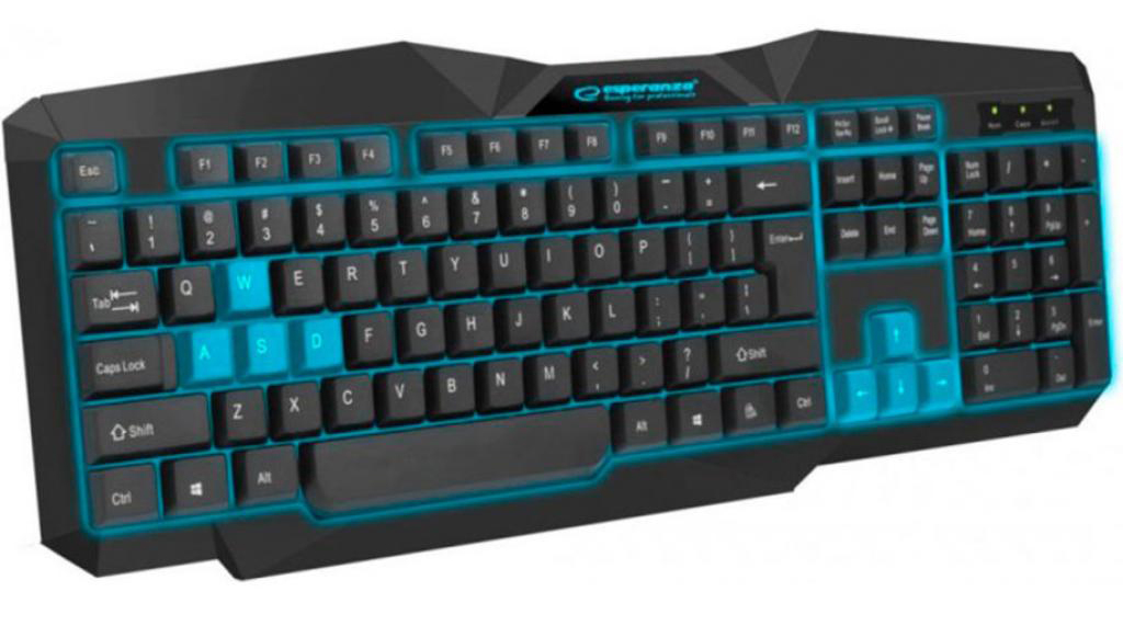 Клавиатура проводная игровая Esperanza EGK201 Blue USB LED - Фото 1