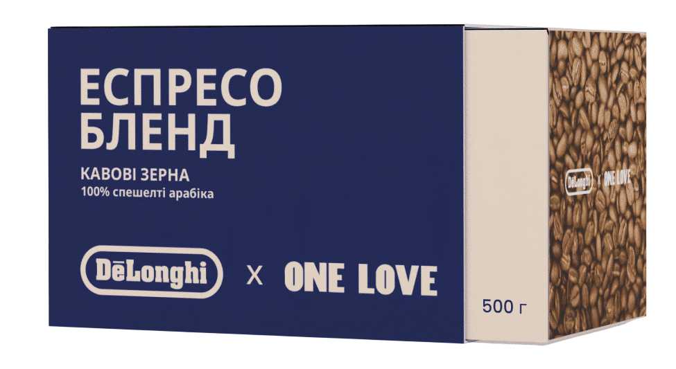Кофе в зернах One Love x DeLonghi обжаренный с кофеином Espresso Blend 500 г - Фото 1