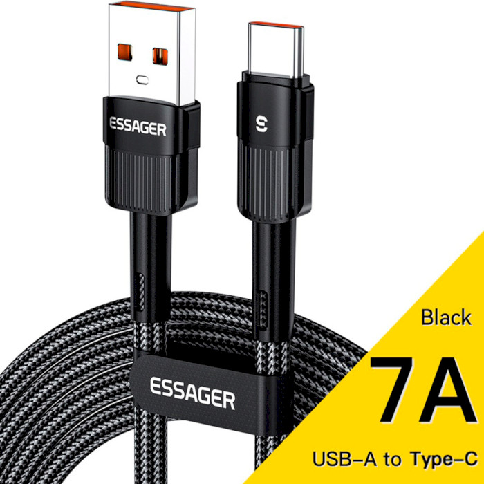 Кабель синхронизации данных Essager Star 7A Type-C USB Cable 0.5m Black (EXCT-XCB01) - Фото 1