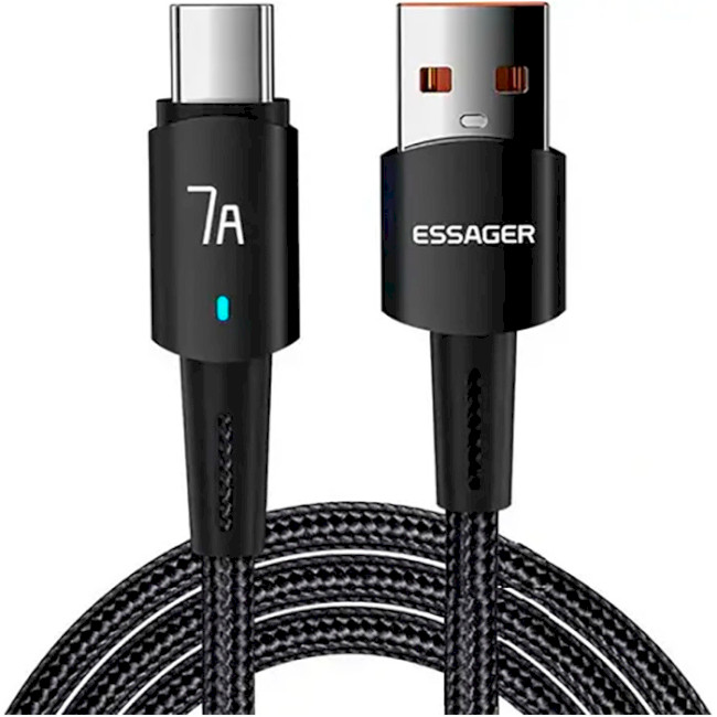 Кабель синхронизации данных Essager Sunset Type-C 7A USB 0.5m Black (EXC7A-CGB01-P) - Фото 1