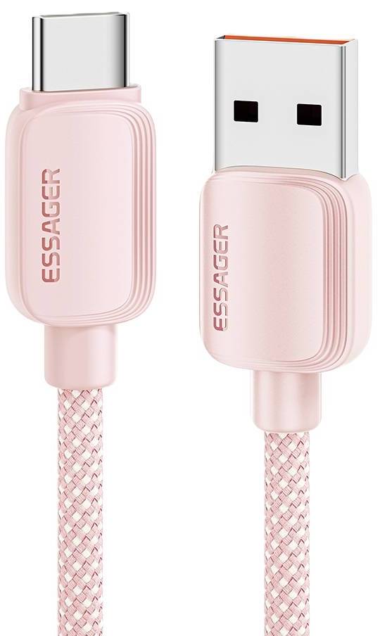 Кабель синхронизации данных Essager Breeze USB Cable USB-A to Type C 1M Pink 100W (EXC7A-WL04-P) - Фото 1