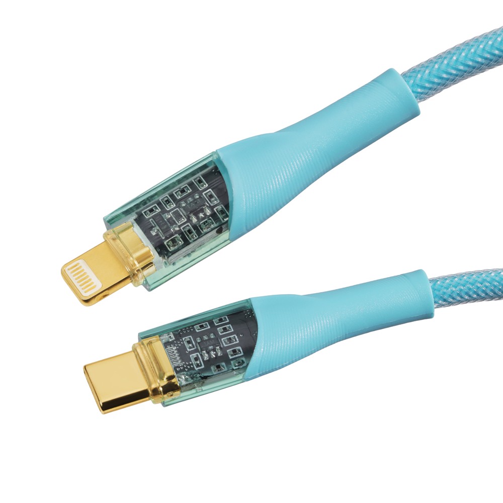 Кабель Essager Interstellar Transparent Design USB Charging Type C to Lightning 1m Blue (EXCTL-XJ03-P) - Фото 1
