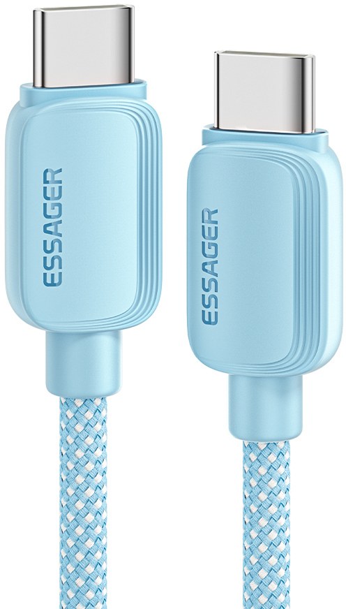 Кабель синхронизации данных Essager Breeze USB Cable Type C to Type C 2M Blue 100W (EXCTT1-WLA03-P) - Фото 1