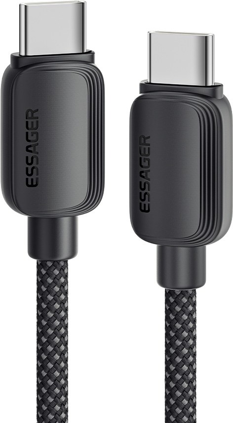 Кабель синхронизации данных Essager Breeze USB Cable Type C to Type C 3M Black 100W (EXCTT1-WLC01-P) - Фото 1