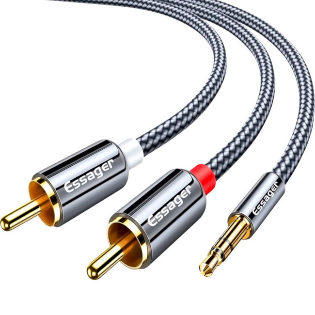 Кабель 3.5 мм - RCA Essager Jack 3.5 to 2 RCA 1m (EYPZJ-MY0H) - Фото 1