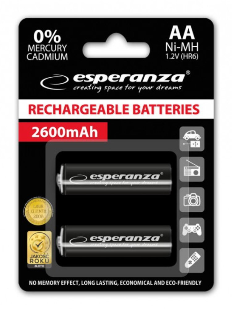 Купити Акумулятор тип AA Esperanza 2600 mAh 2 шт. (EZA105) - Фото 1 Акумулятор тип AA Esperanza 2600 mAh 2 шт. (EZA105) - Фото 1