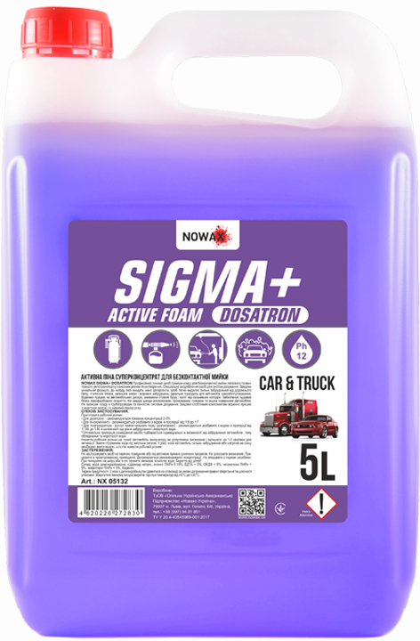 Піна для мийки авто NOWAX концентрат для безконтактної мийки SIGMA+ 5 л (NX05132) - Фото 1