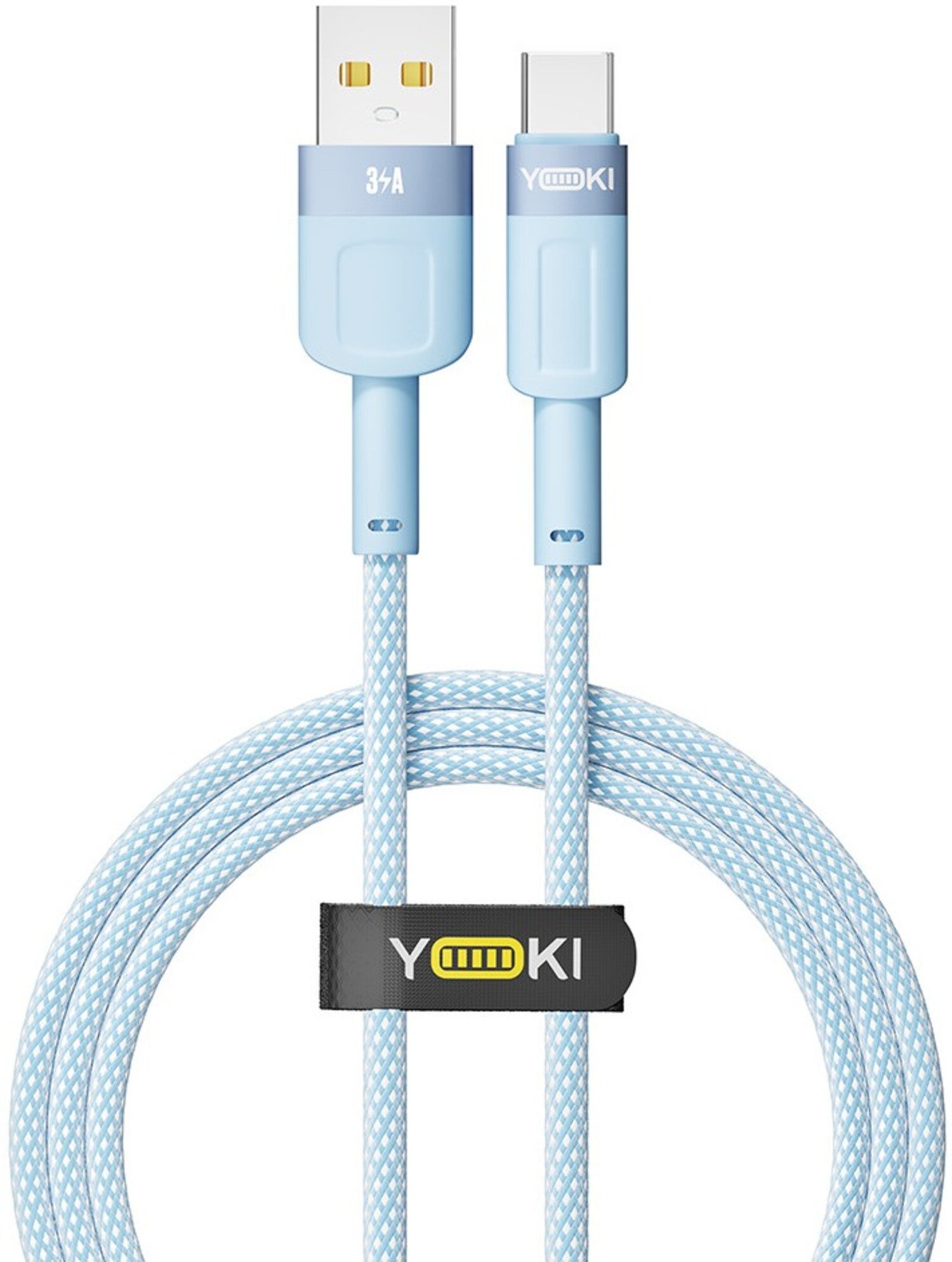 Кабель синхронизации данных YOKI STYLE Type-C 3A 1.2m Blue (YK-ST41) - Фото 1